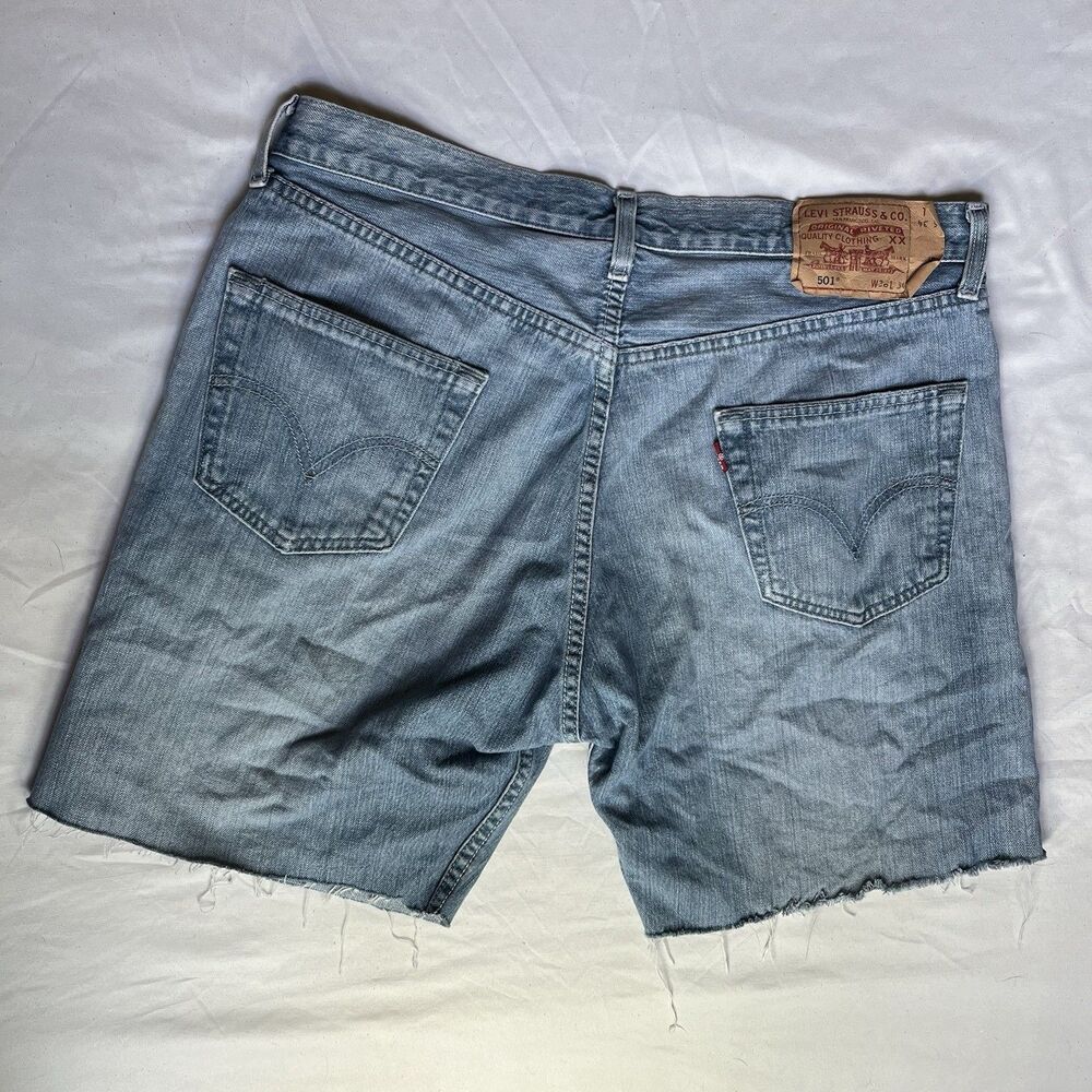 VTG Levis 501 Cut Off Shorts Mens 36 Y2K Denim Jean Jort Button Fly Dad Distress
